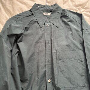 Uniqlo U Dark greenish blue oversized button down shirt